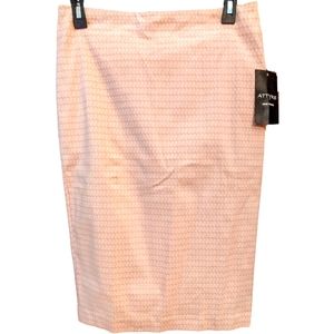 NWT Attyre New York Pull-On Geometric Print Pencil Skirt, Size 4, Pink & White